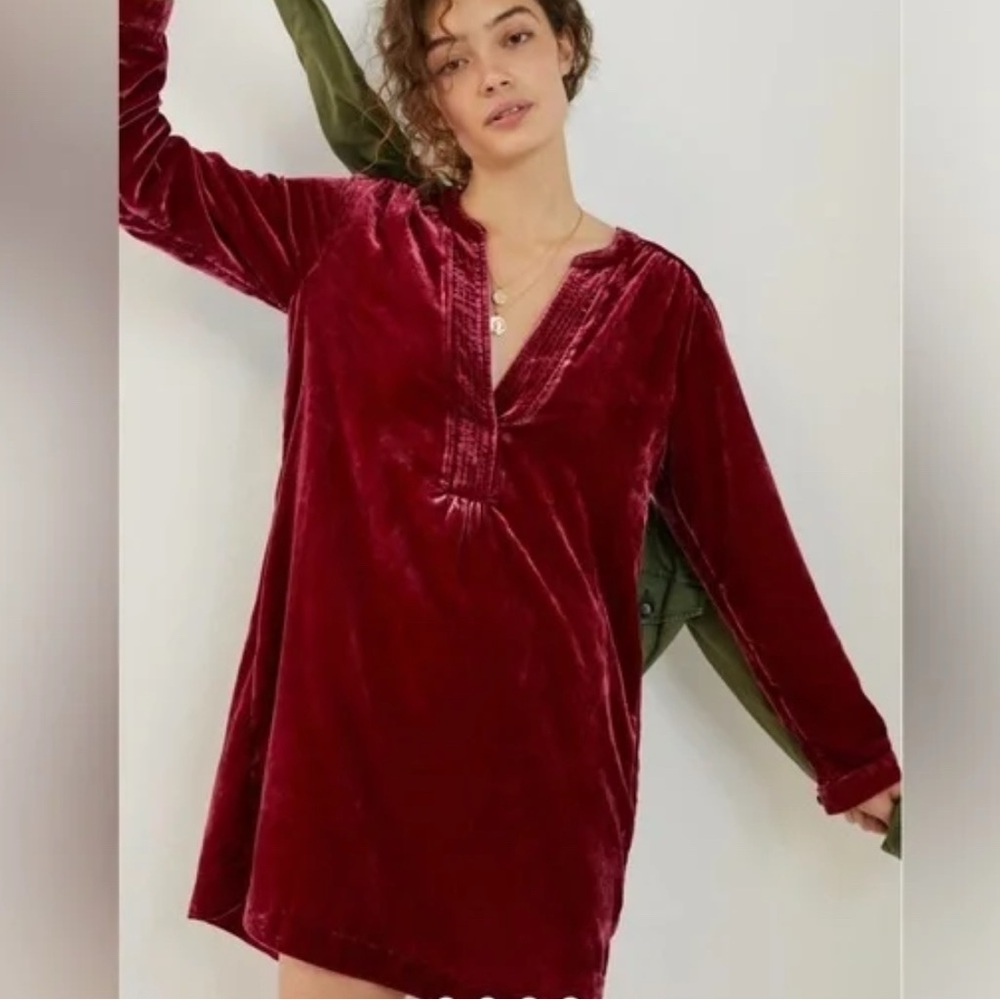 Anthropologie Velvet Mini Dress
